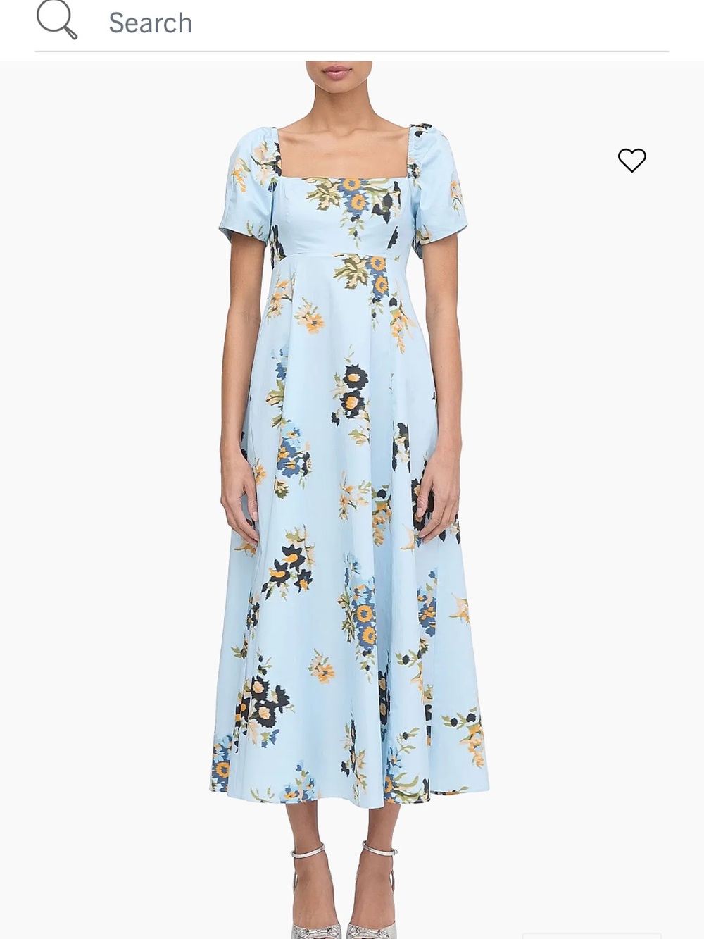 NWT Hill House The Matilda English Daisy Blue Floral Square-Neck Midi Dress Med